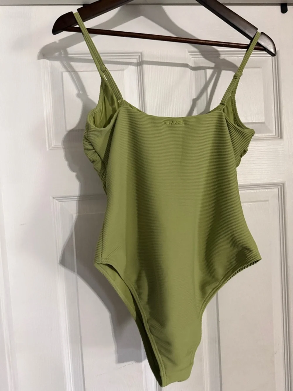 Olive Green Ribbed One-Piece Swimsuit - Picture 3 of 4